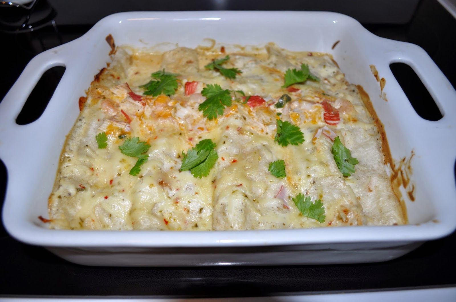 Carri Us Home Shrimp & Crab Stuffed Enchiladas